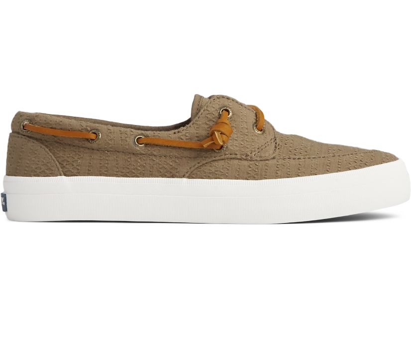 Sperry Crest Boat Smocked Hemp Boat Shoes - Women's Boat Shoes - Olive [NI6259410] Sperry Top Sider